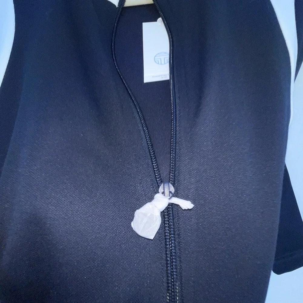 Tory Burch Sport Track Jacket Navy Blue Ivory White ColorBlock XL Full Zip